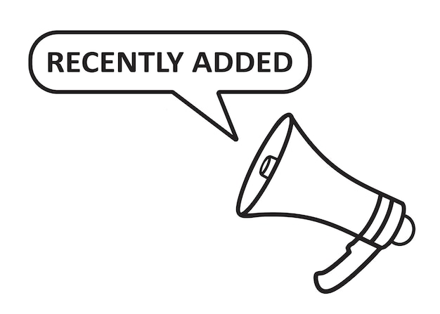 megaphone with speech bubble in word recently added