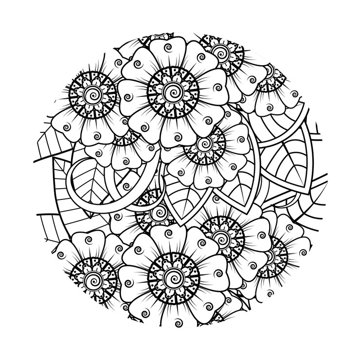 Vector mehndi flower decorative ornament in ethnic oriental style doodle ornament outline hand draw
