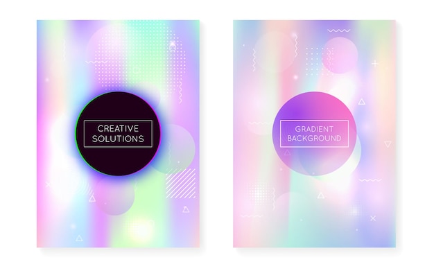 memphis gradient set with liquid shapes dynamic holographic flu