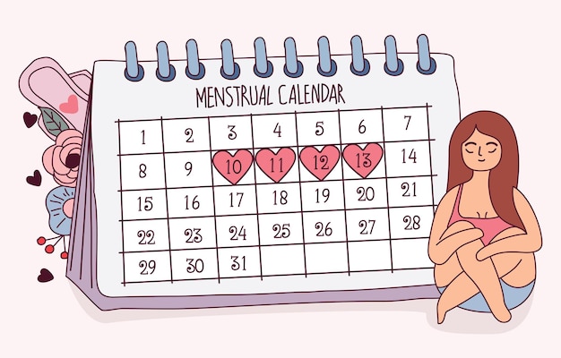menstrual calendar cartoon vector icon illustration logo mascot hand drawn concept trandy cartoon