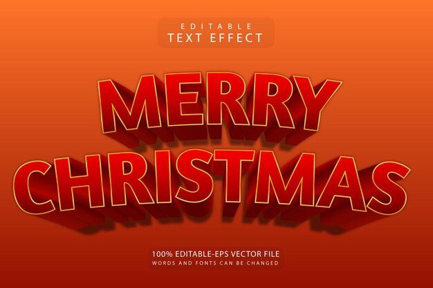 Merry christmas editable text effect 3 dimension emboss modern style