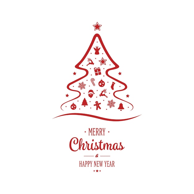 merry christmas red ornament tree
