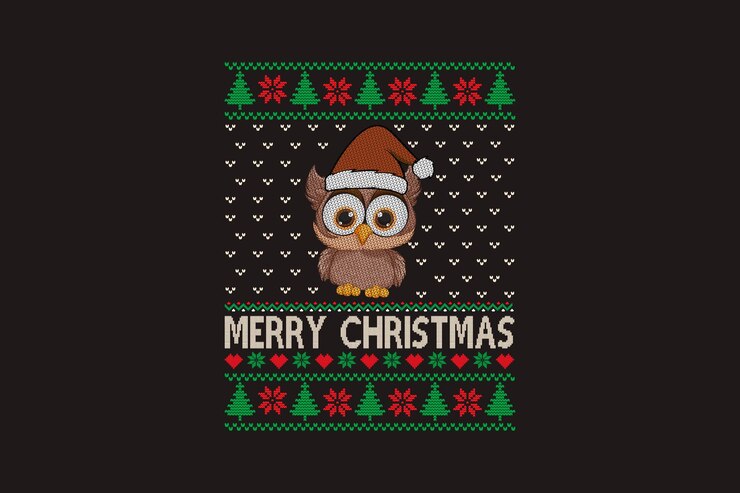Vector merry christmas ugly christmas tshirt sweater pattern design
