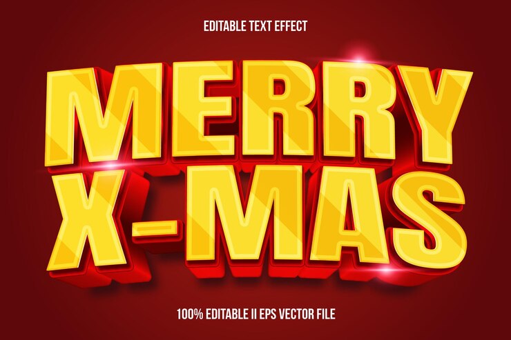 Merry X Mas Editable Text Effect 3d Emboss Gradient Style