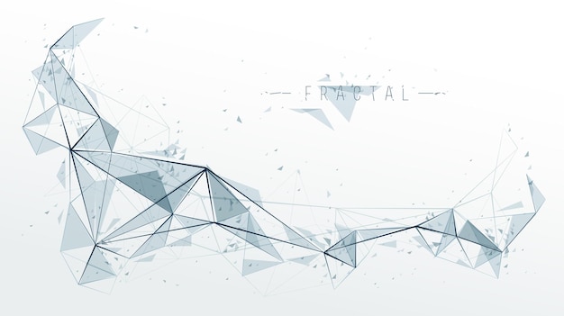Mesh object fractal design with connected lines vector abstract background, low poly polygonal elements in 3D perspective, science and technology theme.