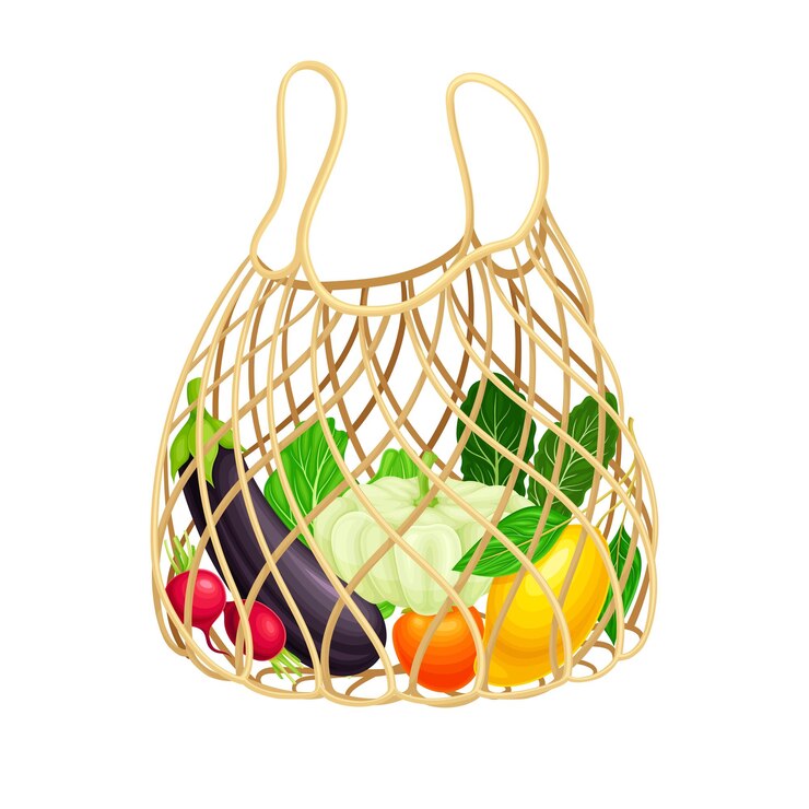 Vector mesh shopping bag as everyday reused object vector illustration