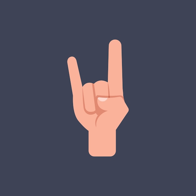 metal hand finger gesture in flat vector design