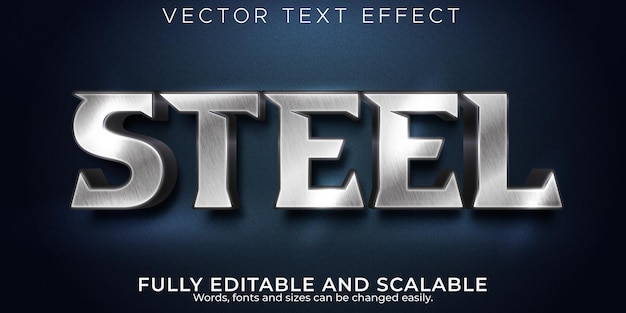 metallic editable text effect, iron and silver text style
