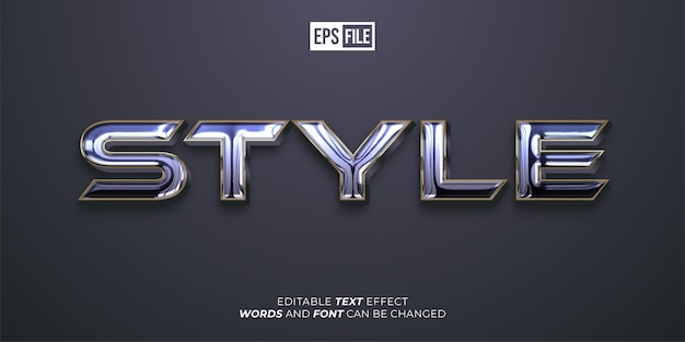 Metallic font editable text 3d shine font style