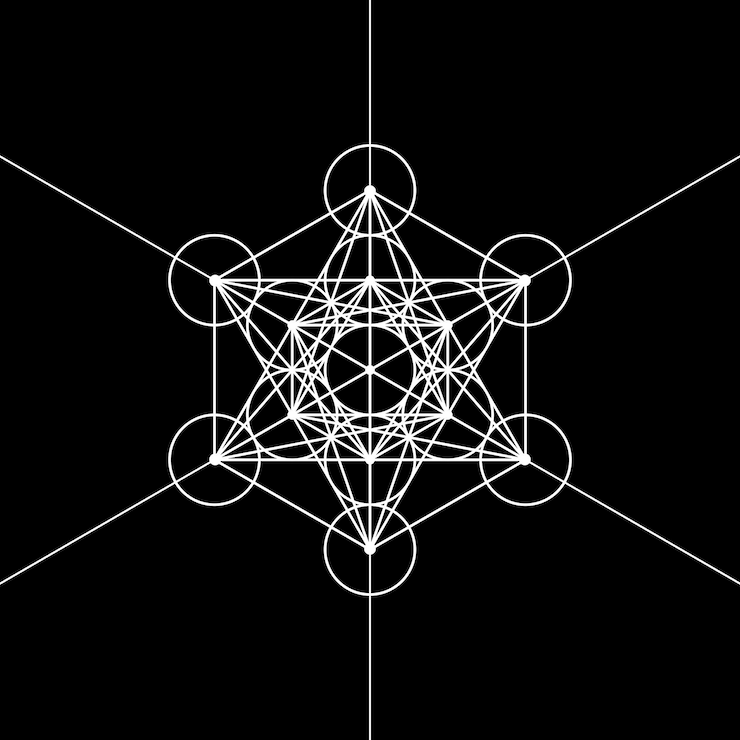 Vector metatrons cube flower of life sacred geometry graphic element vector isolated illustration