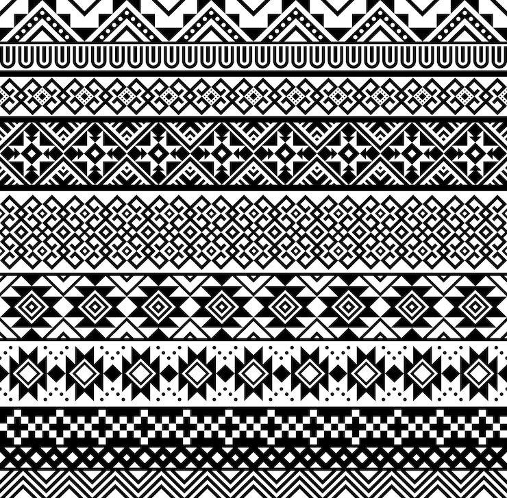 Vector mexican aztec mayan borders pattern backgrounds