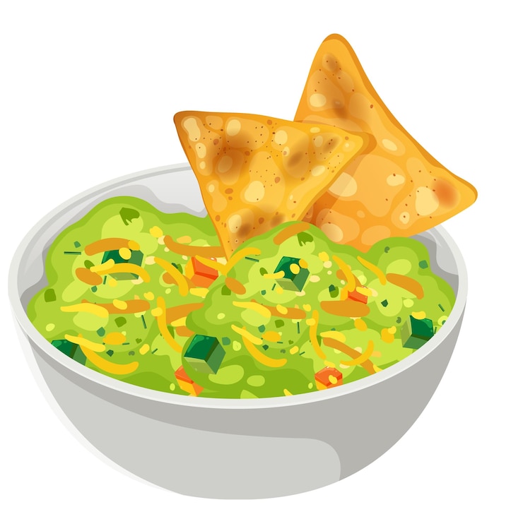 Vector mexican guacamole with tortilla chips