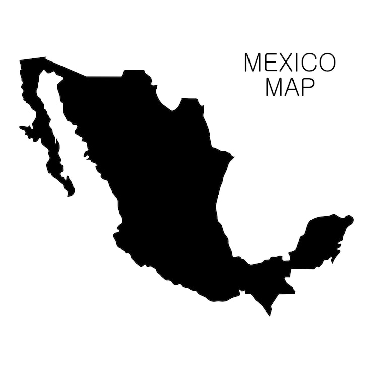 Vector mexico map and country name isolated on white background