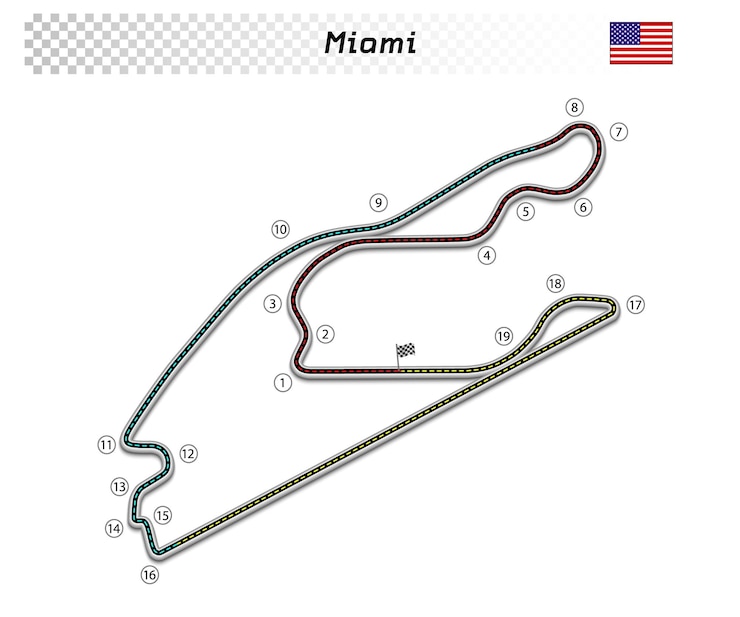 Vector miami circuit for motorsport and autosport