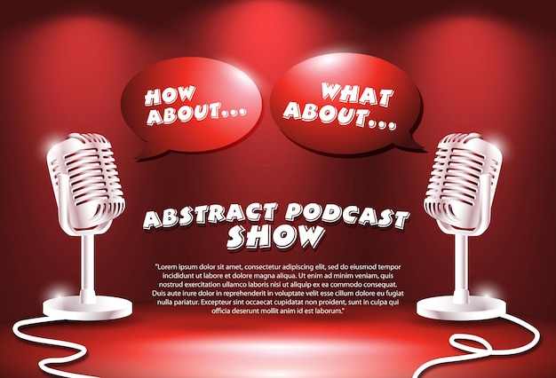 Microphone on Gradient background broadcasting or podcasting banner with copy space