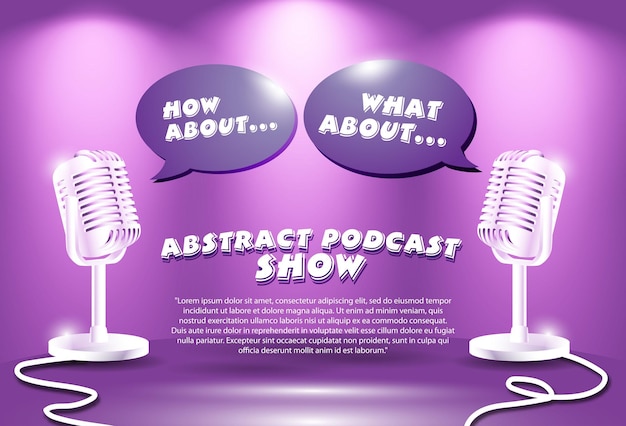 Microphone on Gradient background broadcasting or podcasting banner with copy space