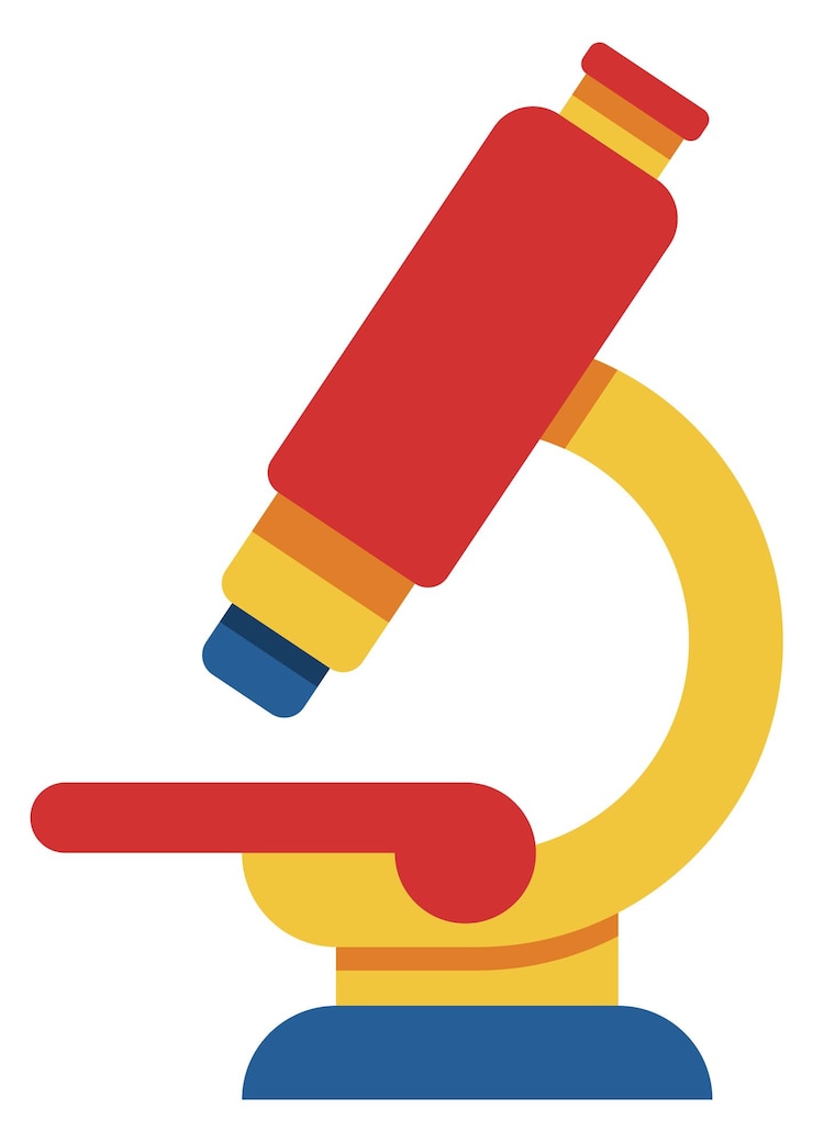Vector microscope flat icon research symbol science logo