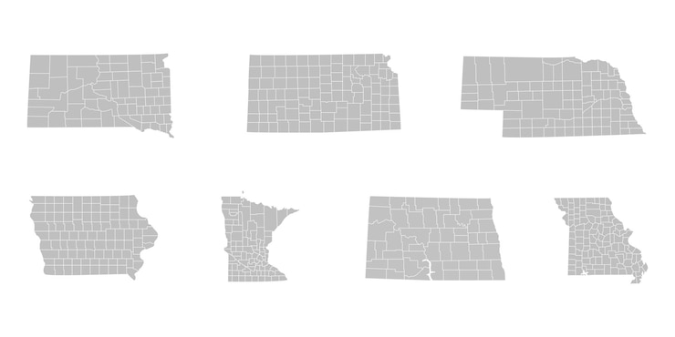 Vector midwest region west north central iowa kansas minnesota missouri nebraska north dakota south dakota
