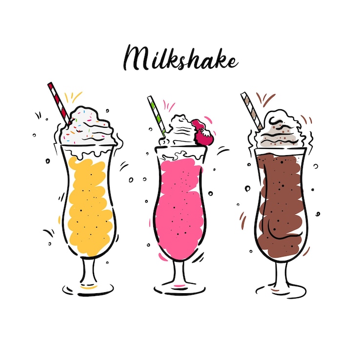 Vector milkshake hand drawn sketch