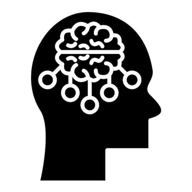 Mind Mapping Glyph Solid Black Illustration
