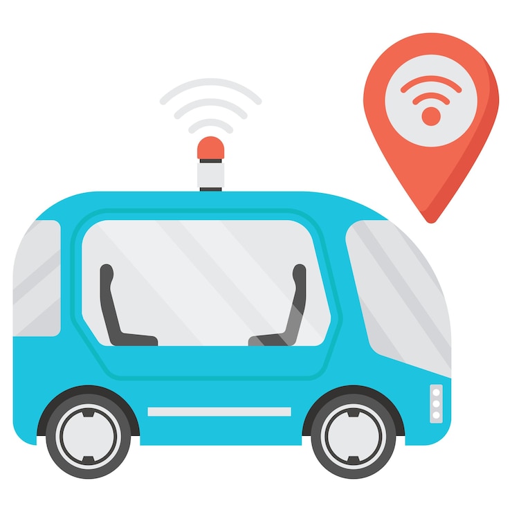 Vector mini selfdriving sleeper van concept vector future transportation driverless greener transport