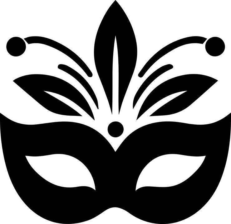 Vector minimal carnival mask icon vector silhouette white background fill with black 10