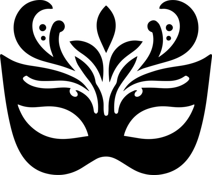 Vector minimal carnival mask icon vector silhouette white background fill with black 13