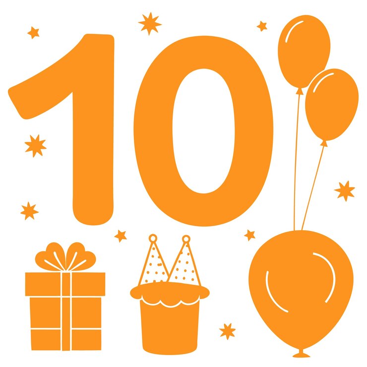 Minimal cheerful and festive birthday design with festive elements including numbers