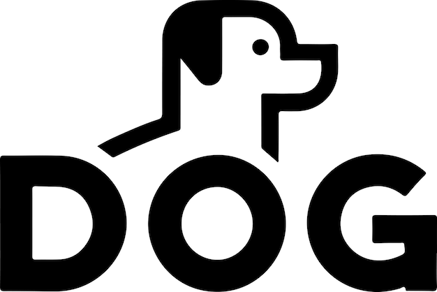 minimal dog head logo vector art illustration black color isolated white background
