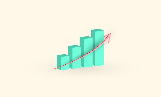 Minimal growing bars chart with arrow up, Growth business success