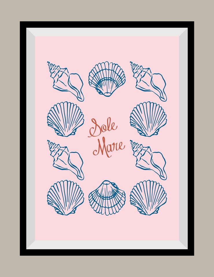Vector minimal hand drawn vector dolce vita illustration with aesthetic quote in a poster frame