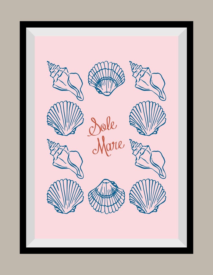 Vector minimal hand drawn vector dolce vita illustration with aesthetic quote in a poster frame