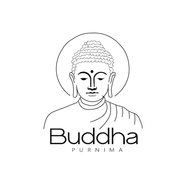 Minimal illustration of Lord Buddha with text Buddha Purnima