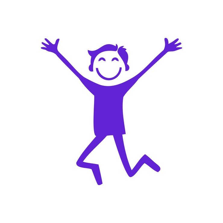 Minimal Stick Figure Illustration of a Joyful Jumping Character