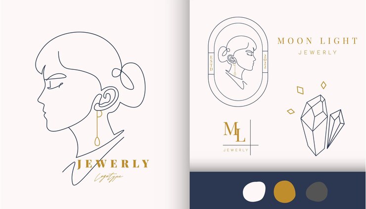 Minimal woman and diamond logotype design template