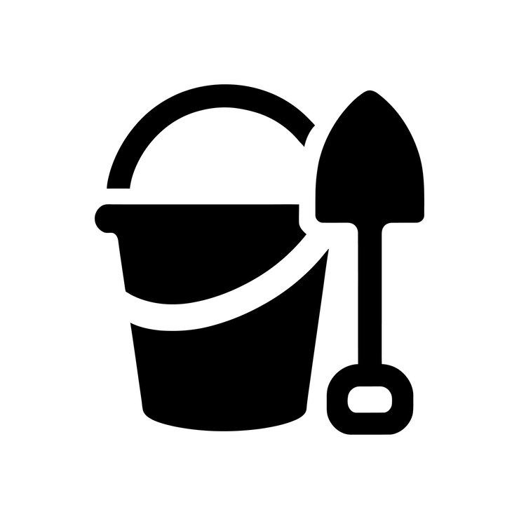 Minimalist Bucket and Spade Icon Ideal for Beach Summer and Childrens Playtime Illustrations