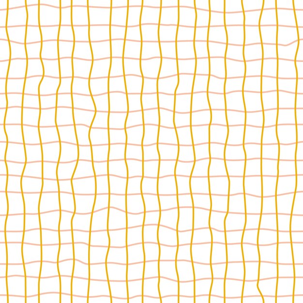 minimalist checkered lines with pink and orange distorted grid on white background. vector seamless
