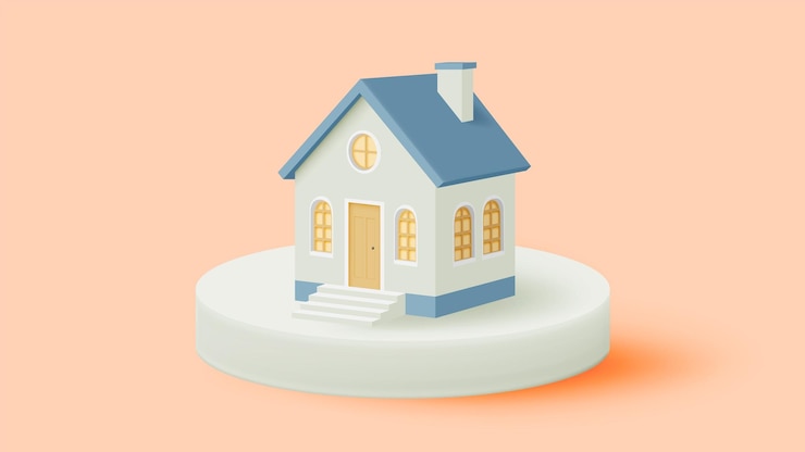 Vector minimalist house illustration with soft pastel tones