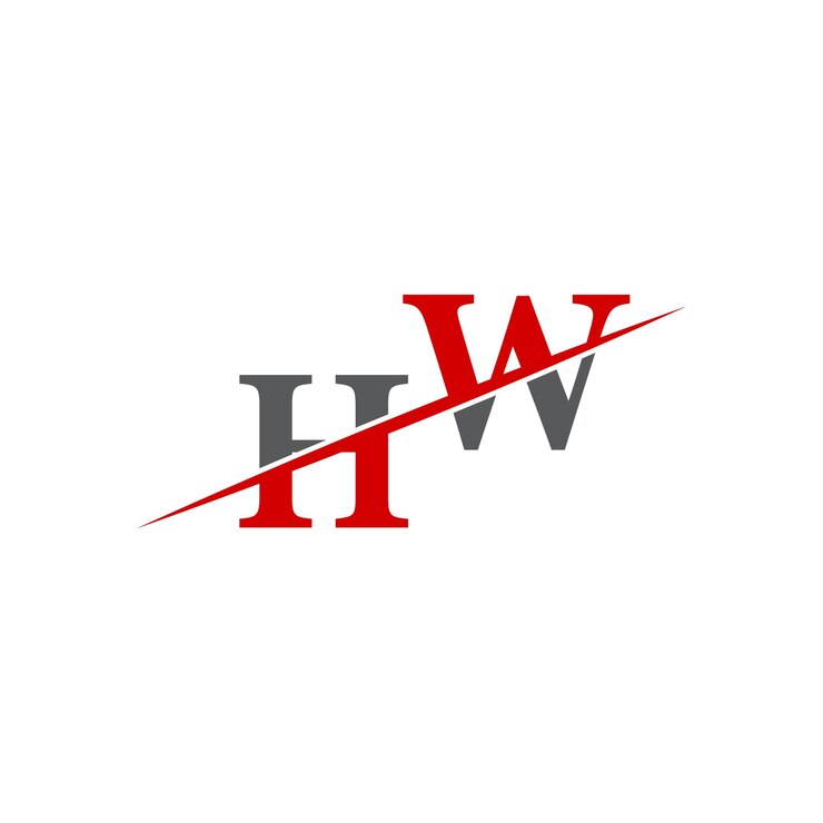 Vector minimalist hw logo with dynamic diagonal line