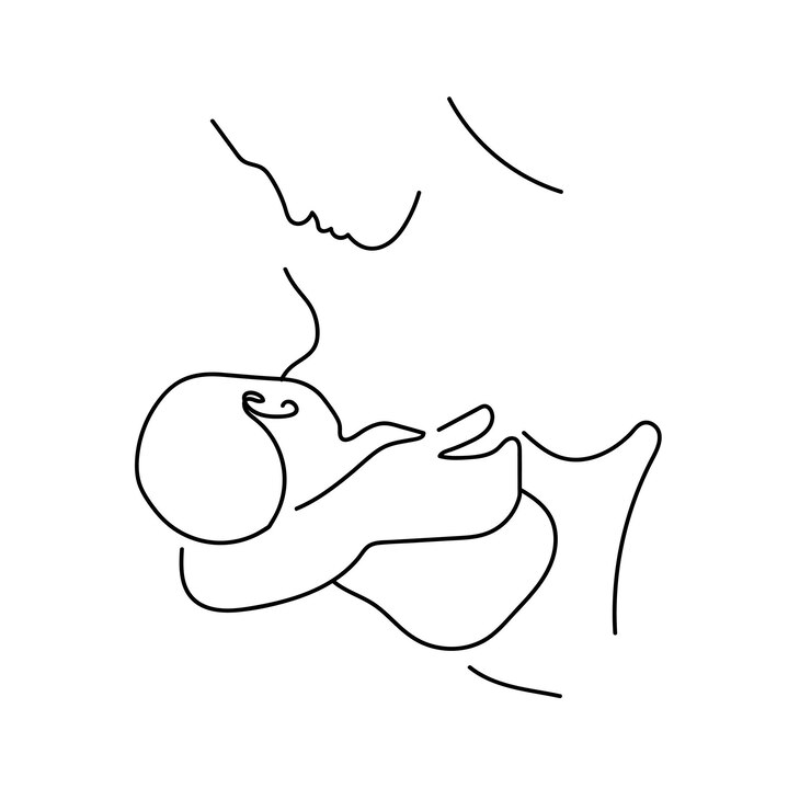 Minimalist Line Art of Mother Breastfeeding Baby in a Tender Moment