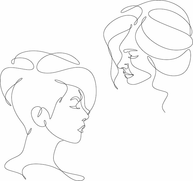 minimalist line art portraits of women