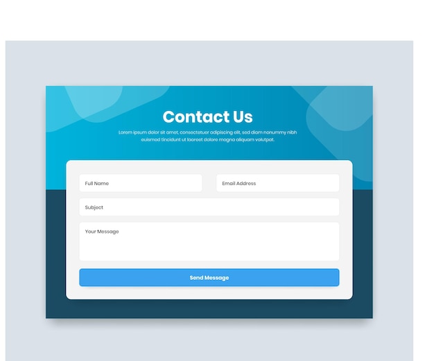 Minimalist modern contact and feedback form page web interface design