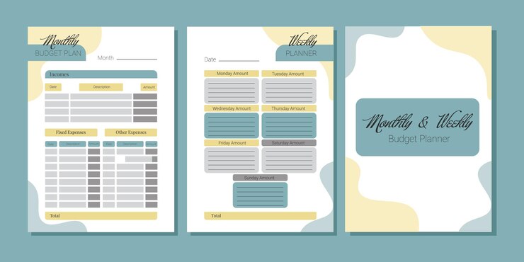 Minimalist printable planner page templates Monthly weekly budget planner