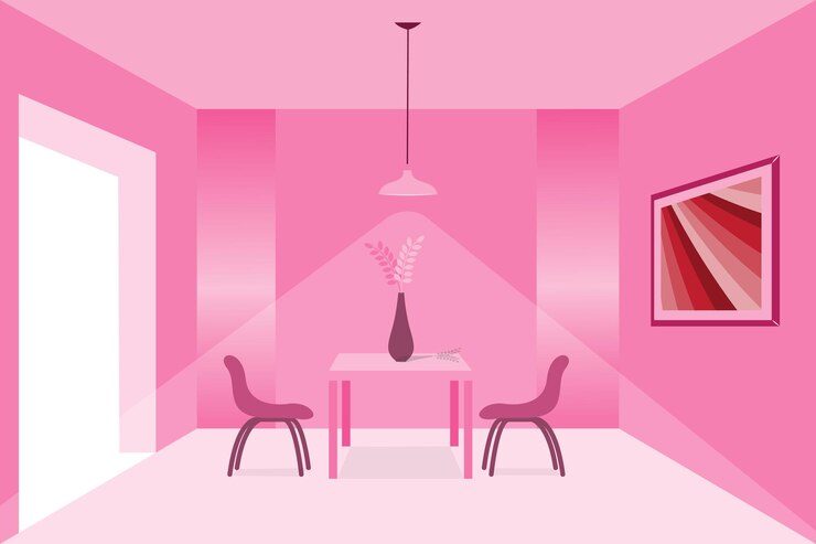 minimalist room interior with pink gradient color