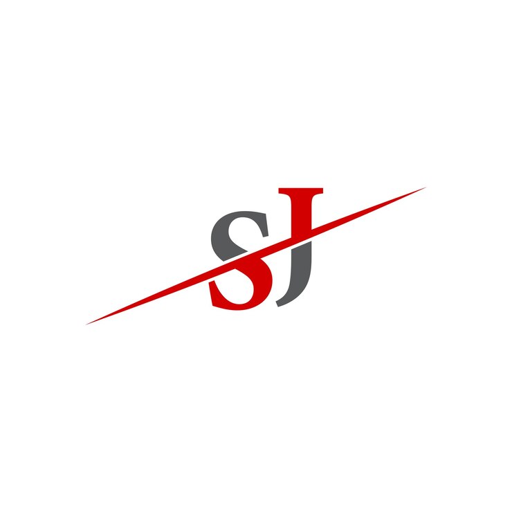 Vector minimalist sj logo with dynamic diagonal line