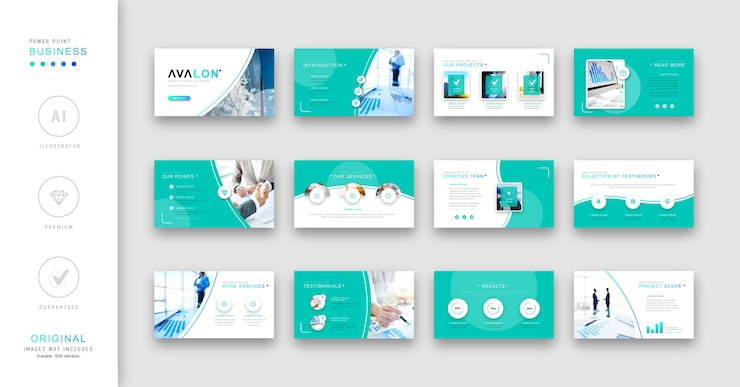 Vector minimalist turquoise company presentation template.