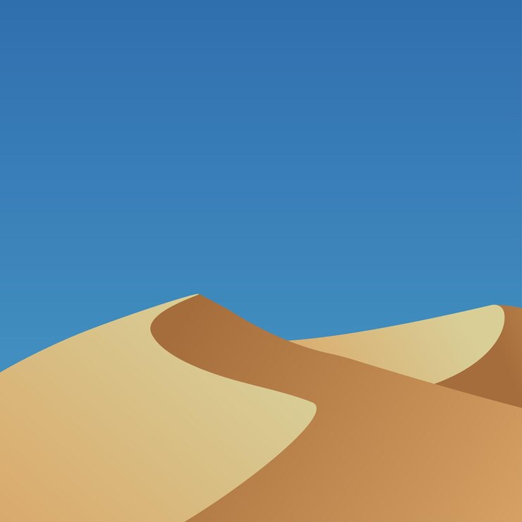 minimalist two mountains in desert landscape illustration
