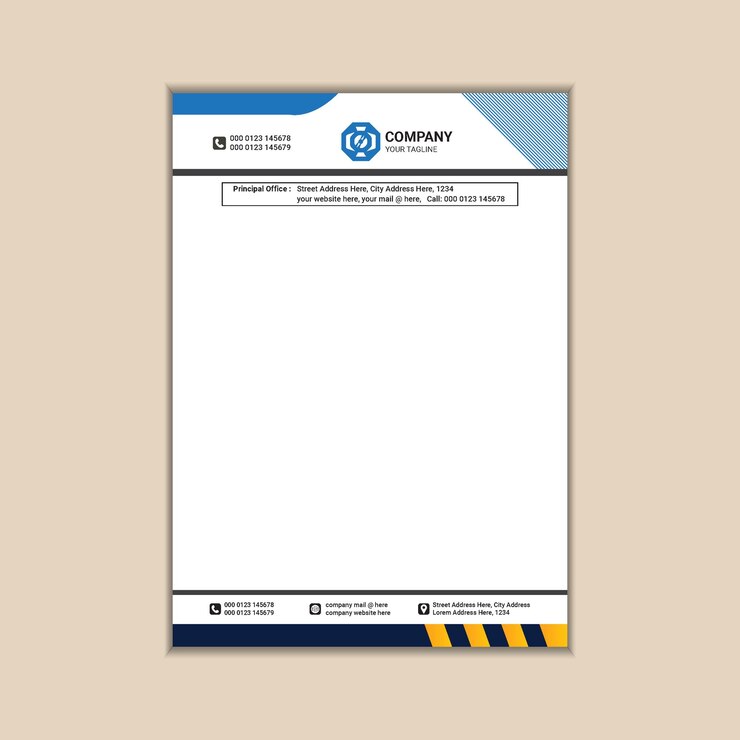 Vector minimalistic business letterhead design with bleed
