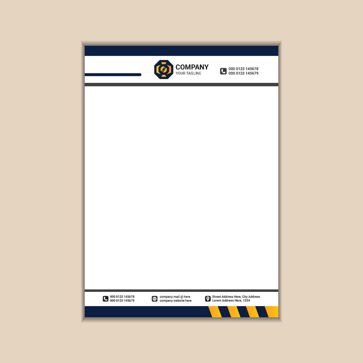 Vector minimalistic business letterhead design with bleed