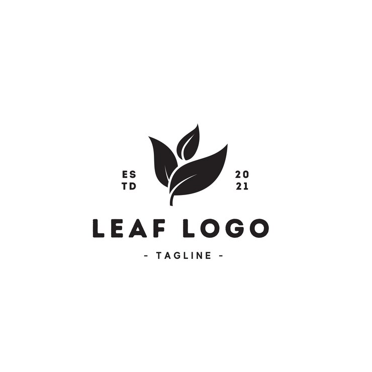 Mint leaves flat vector logo template.